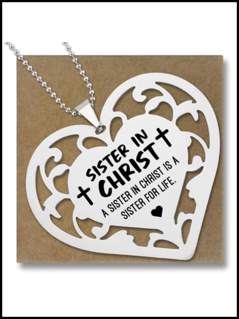 Christian Heart Hanging Ornament Sister in Christ Gift